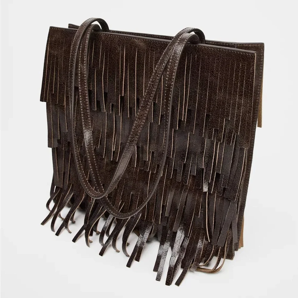 Zara fringed leather