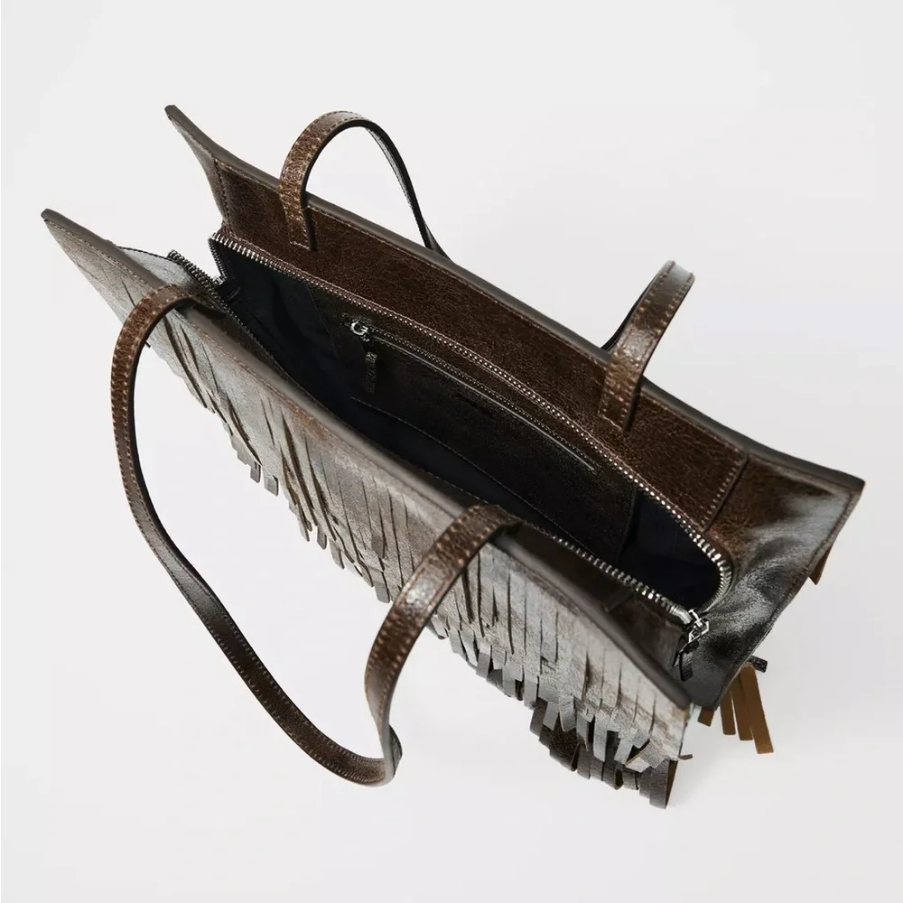 Zara fringed leather