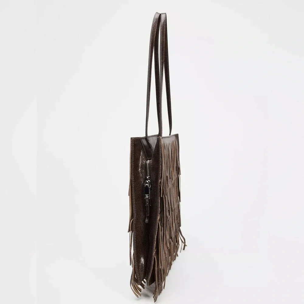 Zara fringed leather