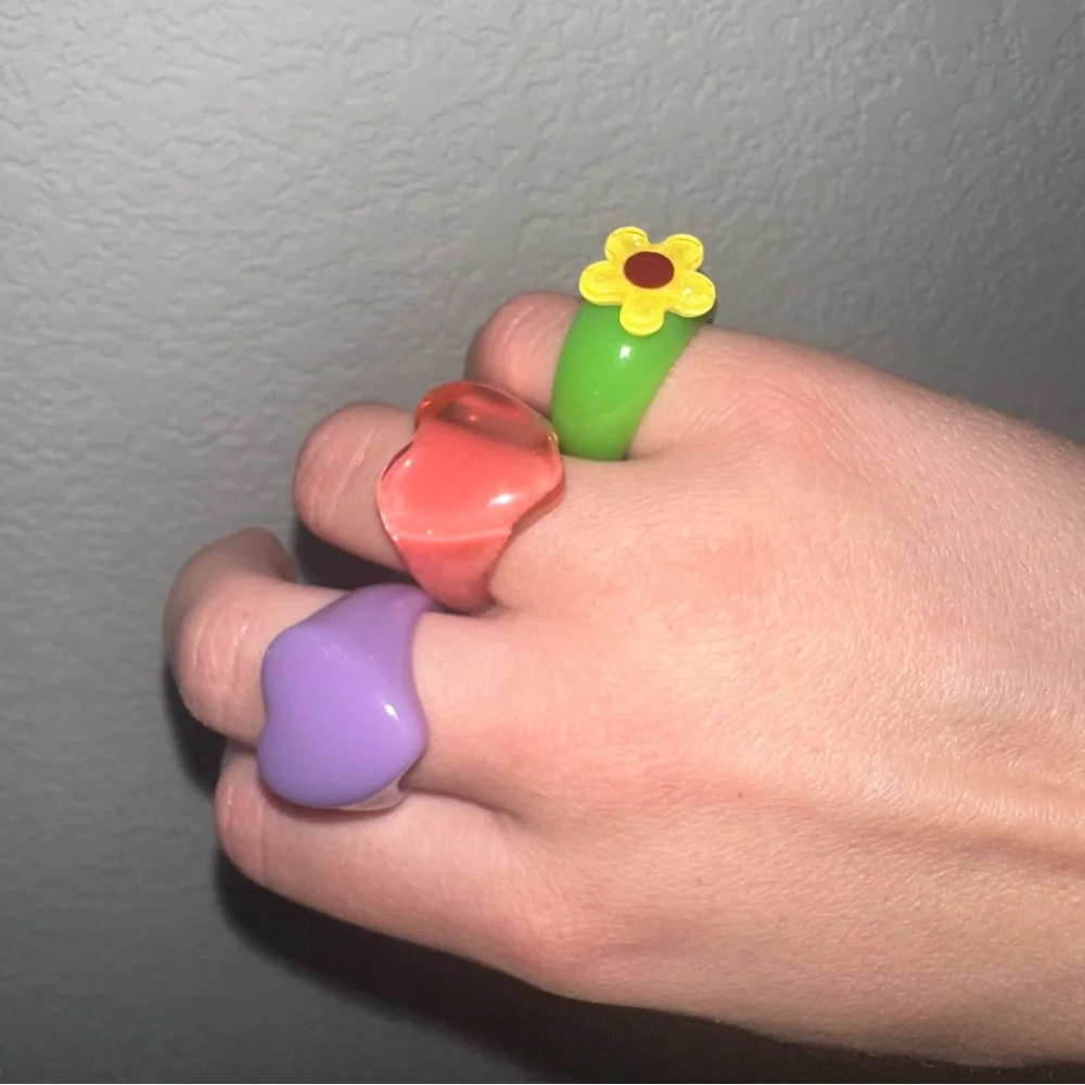 ASOS DESIGN Yellow + Green Flower Ring