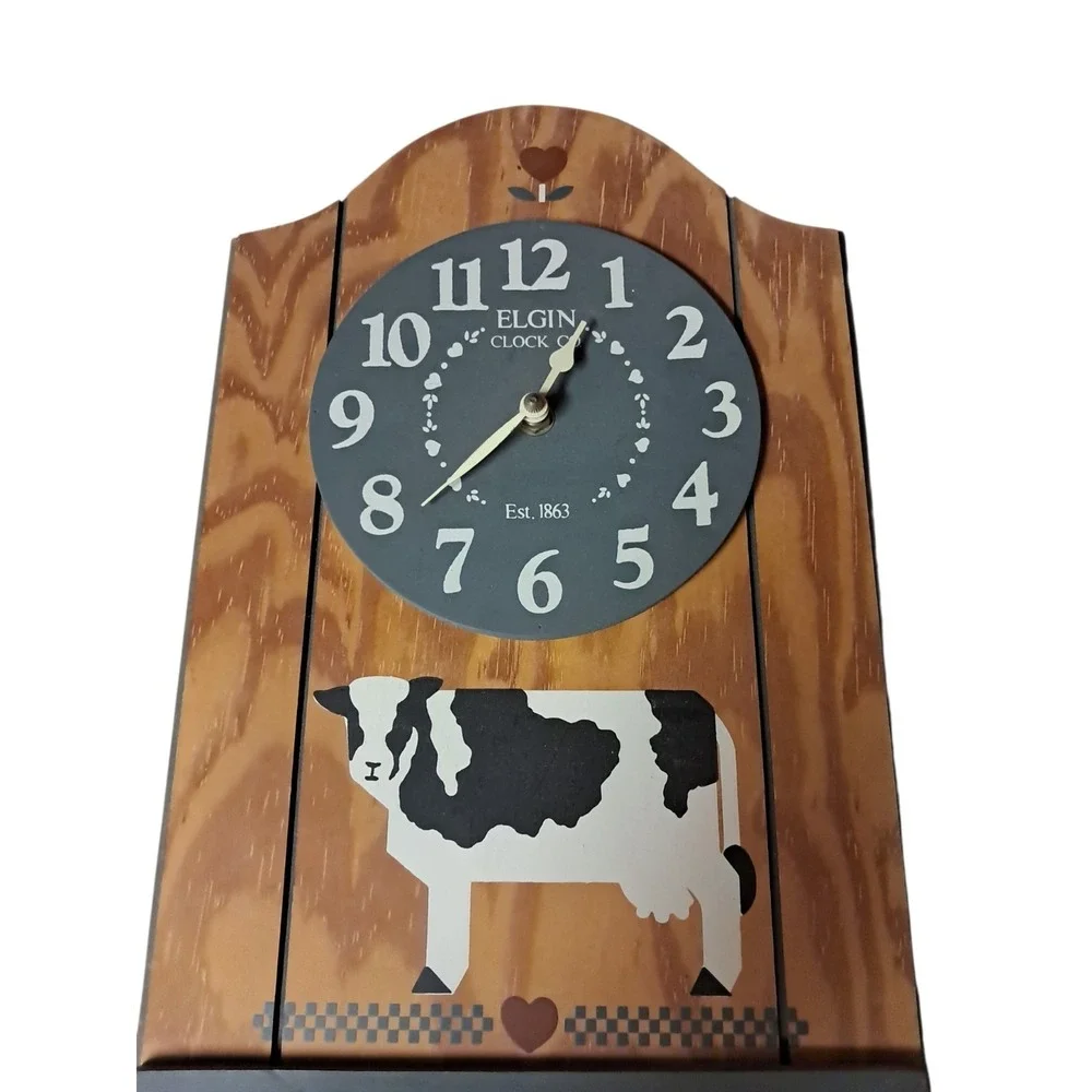 VTG Elgin Cow Clock Habersham Country Collection Farm 1987 Cottage Granny Core