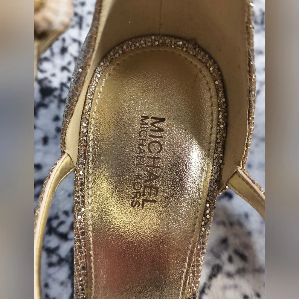 NWT Michael Kors Ava Glitter Mesh Mid Sandal - US 8.5