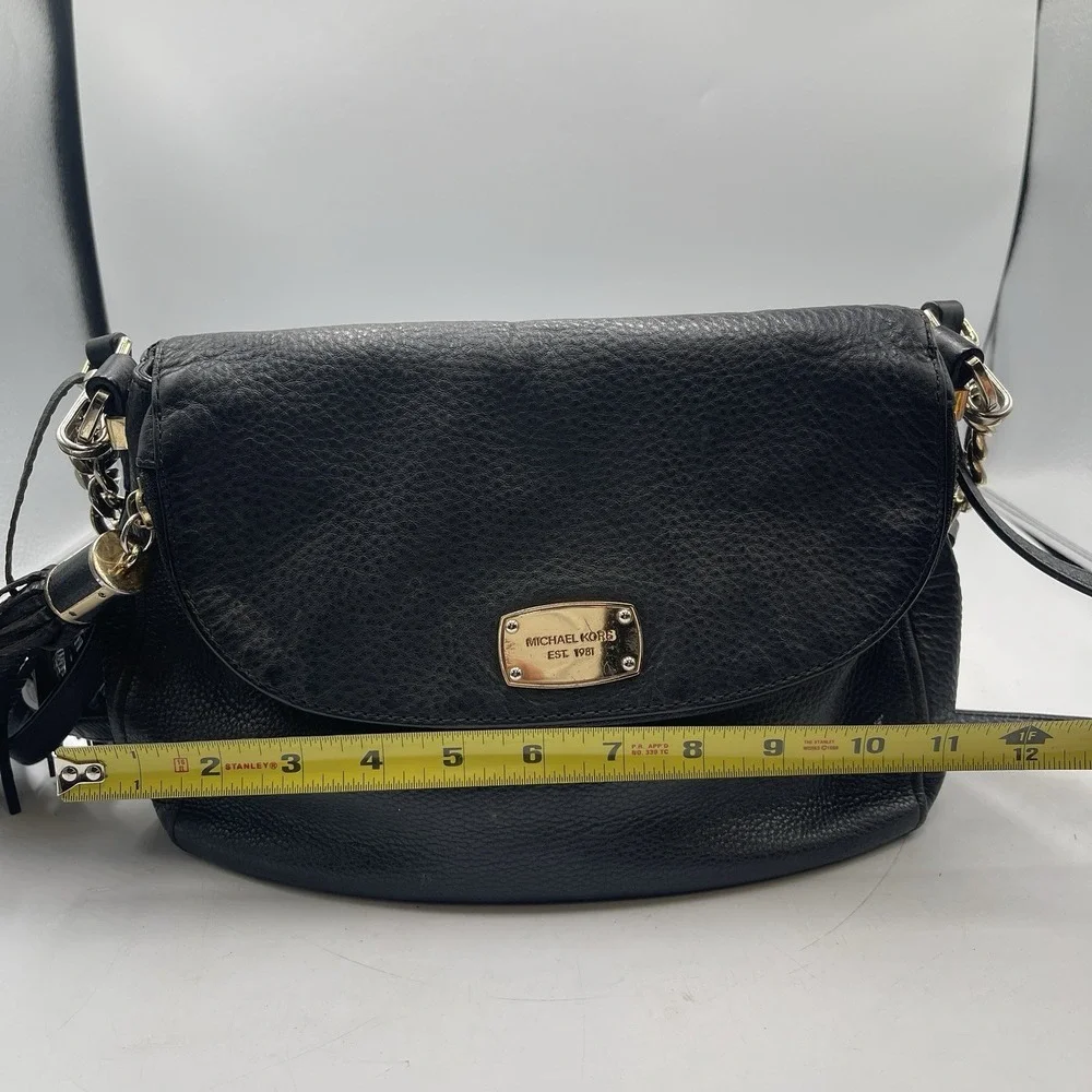 Michael Kors Bedford Leather Shoulder Crossbody Bag Black