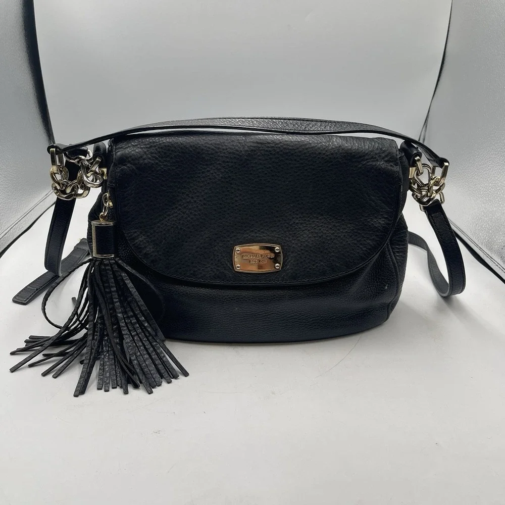 Michael Kors Bedford Leather Shoulder Crossbody Bag Black