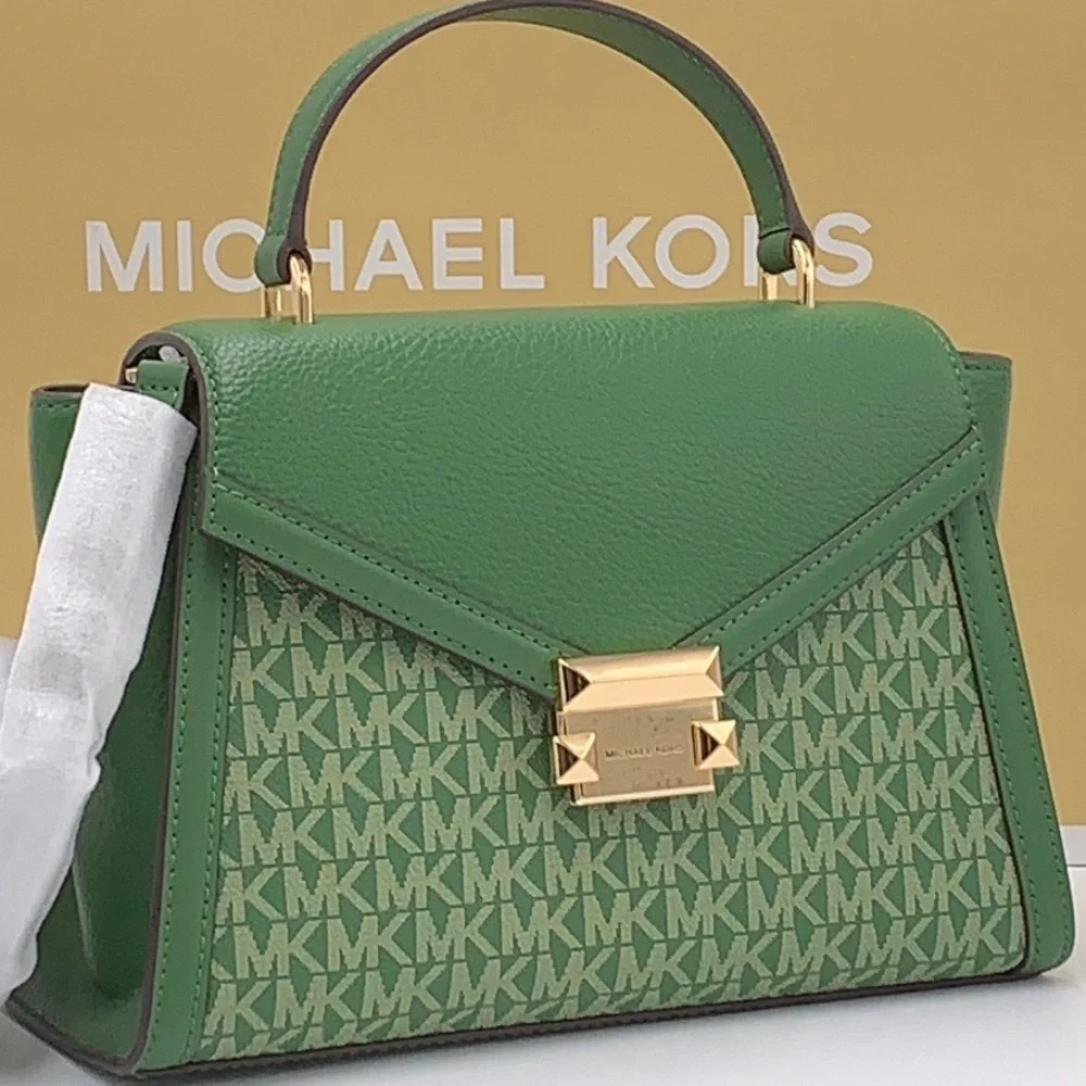 MICHAEL KORS Whitney Medium Flap TH Satchel Fern Green  NWT