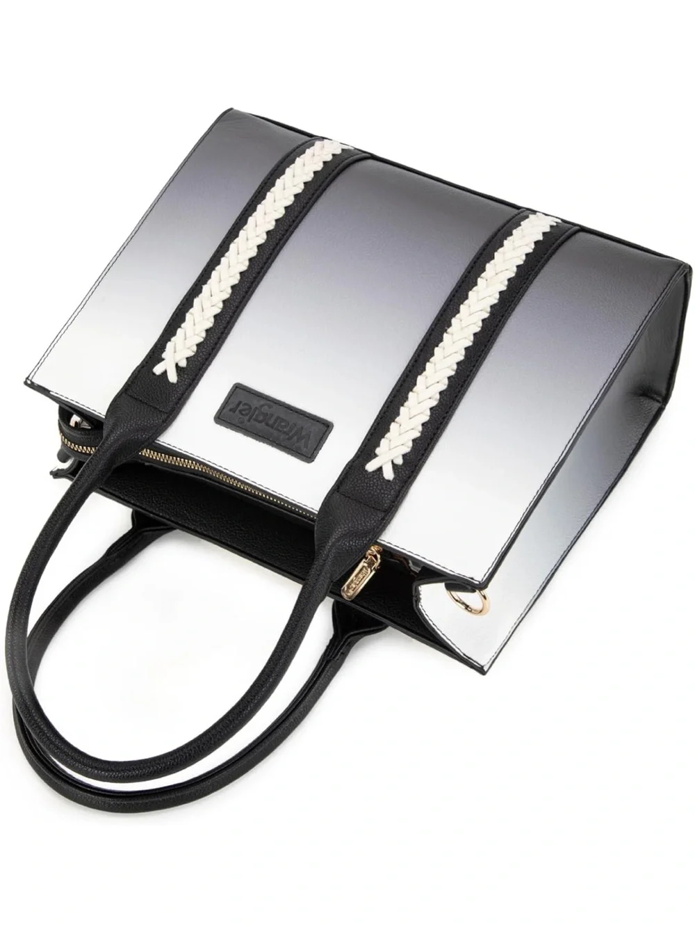 Wrangler Large Gradient Tote Bag | Black & White | Braided Handles