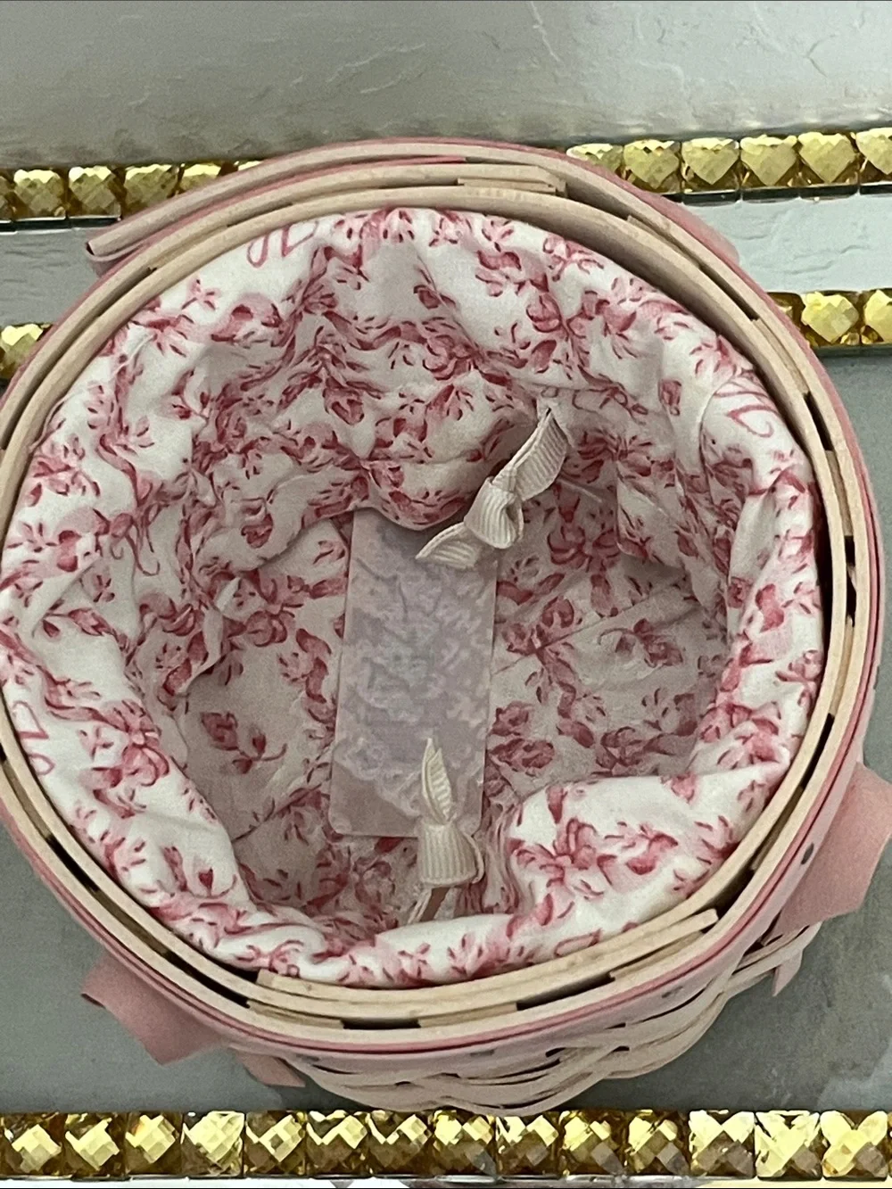 Longaberger HOPE 2006 White-Lidded Basket with Pink Accents NWT & Accessories