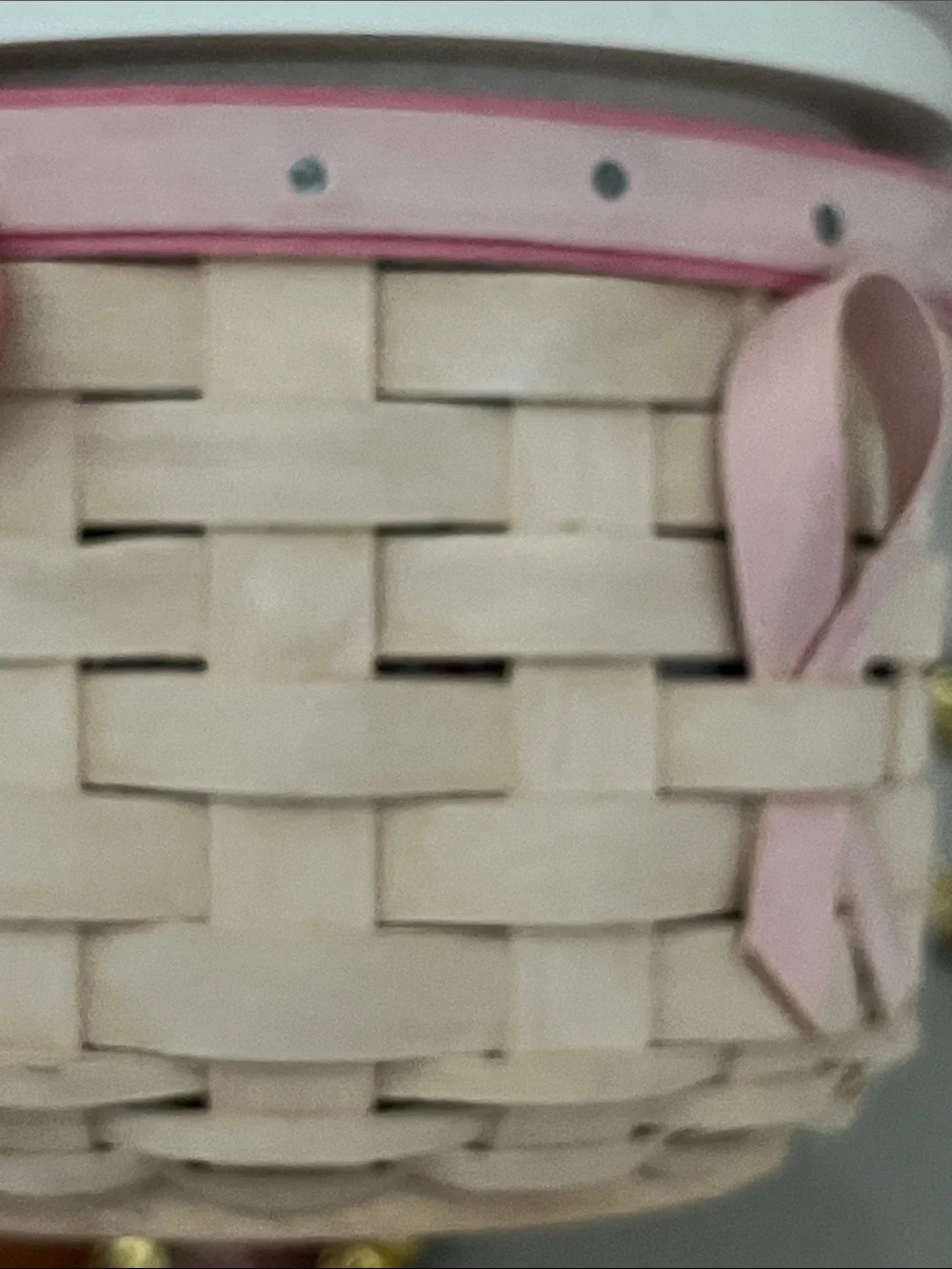 Longaberger HOPE 2006 White-Lidded Basket with Pink Accents NWT & Accessories