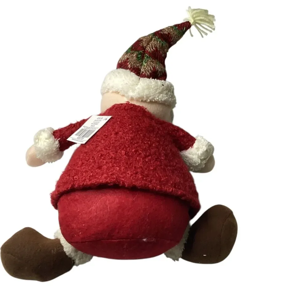 NWT Slhelf Sitter Santa Claus Plush Christmas Decor Fur Trim 17 x 12