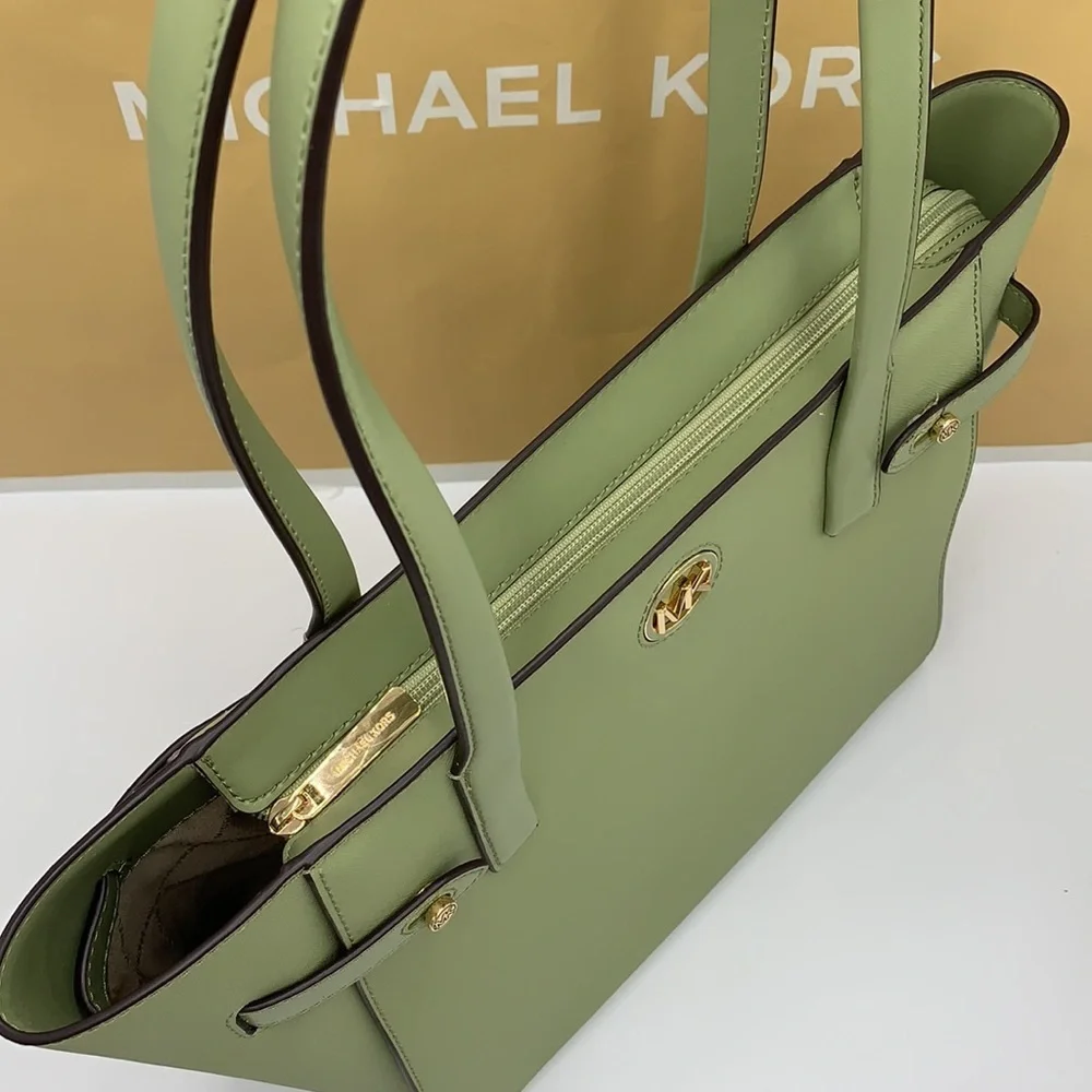 MICHAEL KORS CARMEN LARGE NORTH SOUTH TOTE LIGHT SAGE COLOR