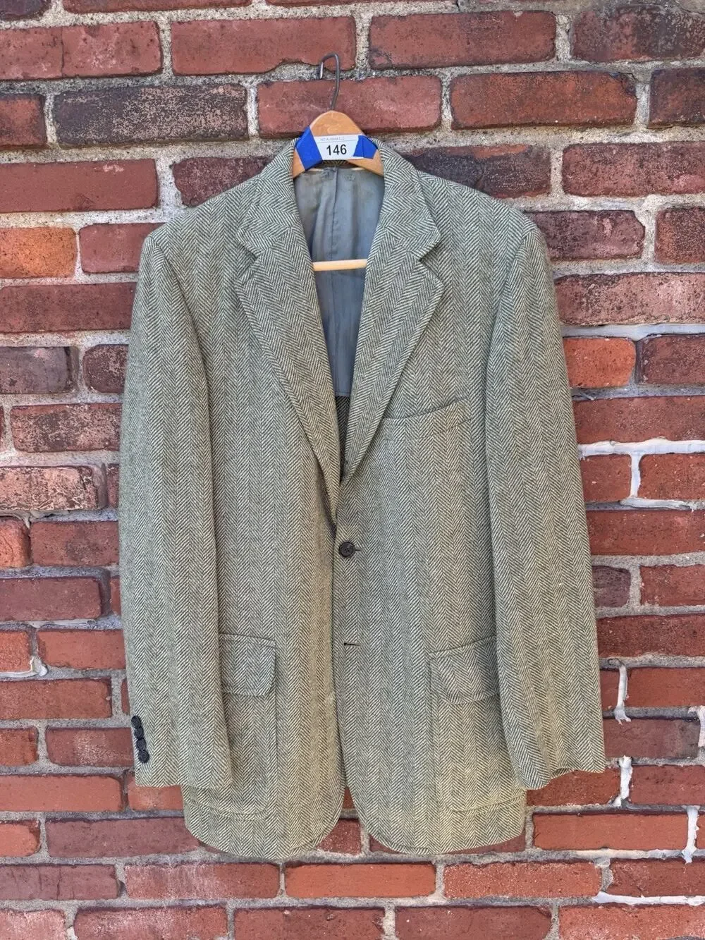 Griffon Clothes 42 Brown Herringbone Wool Sport Coat Blazer