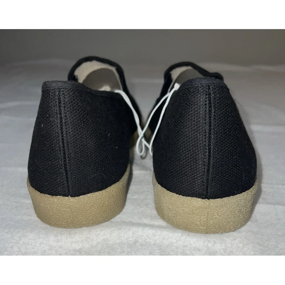 River Club Men's Shoes Canvas Slip On Size 9 Black / Gum Soles Boat Shoes