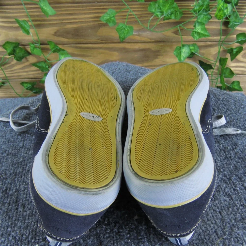 Clarks Men's 1825 Navy Boat Shoe‎ Blue Leather Size 9 Medium Gently Used 2025