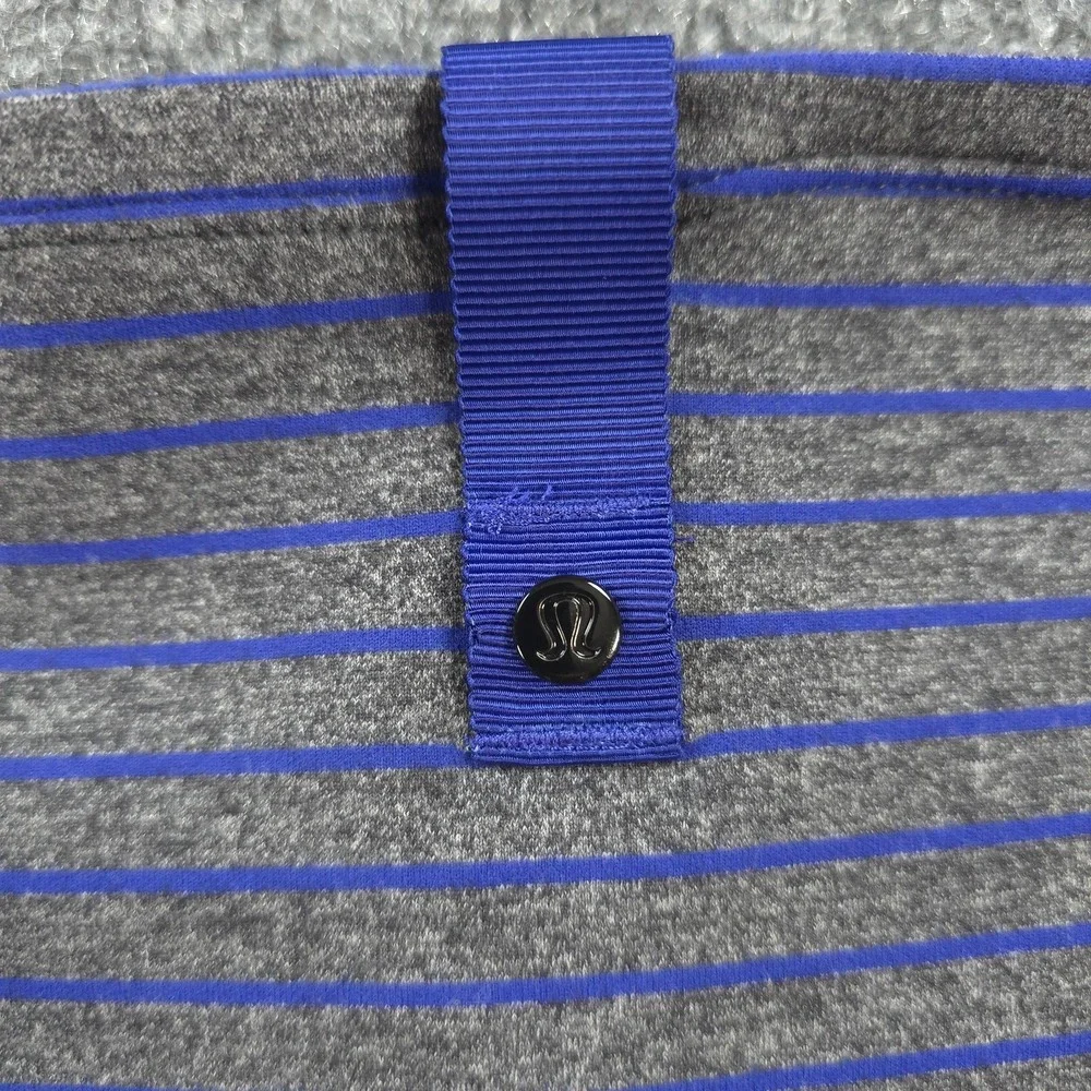 Lululemon Scarf Womens One Size Gray Blue Stripe Vinyasa Snap Neck Warmer Wrap