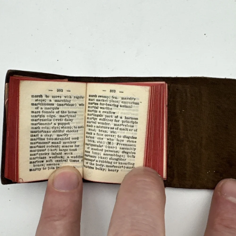 Antique The Little Webster 18000 Word Dictionary Miniature Leather Bound
