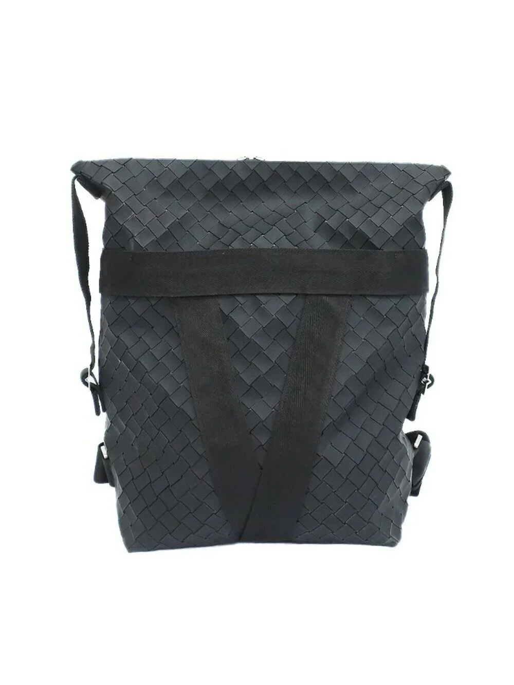 Bottega Veneta Ten New Lava Backpack Intrecciato Black Silver