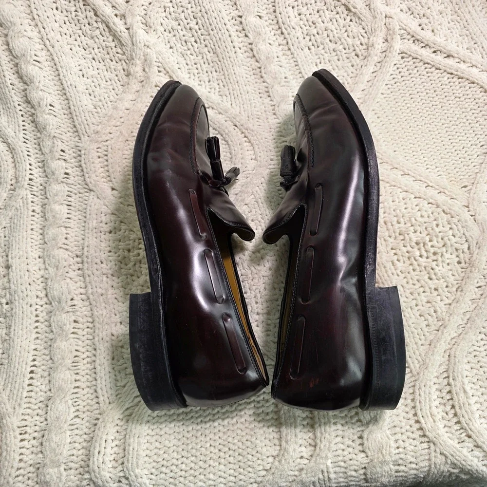 VTG‎ Johnston & Murphy Tassel Loafers Oxblood Leather Mens 10.5 D