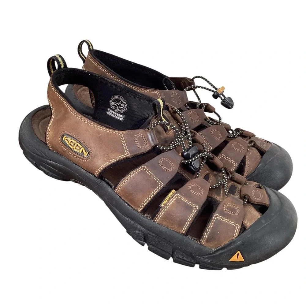 KEEN Newport M Bison Brown Leather  Men's Sz 11.5 Waterproof‎ Hiking Sandal
