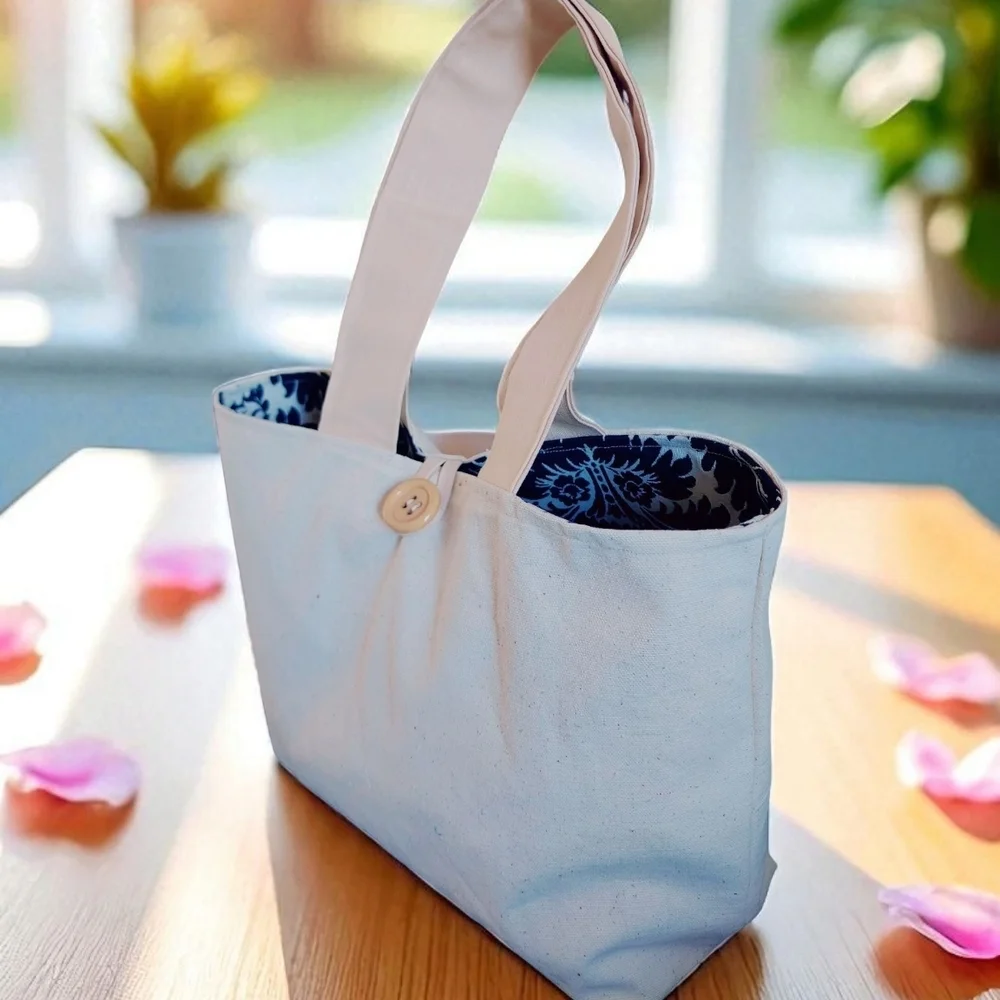 Cream Tote Bag with Simple Design