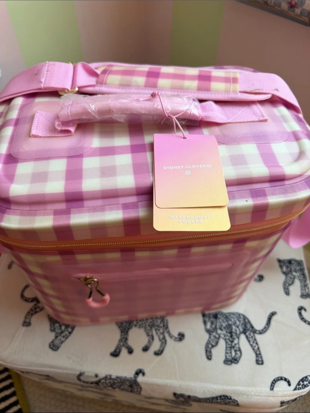 Stoney Clover Lane Pink Gingham Cooler Tote