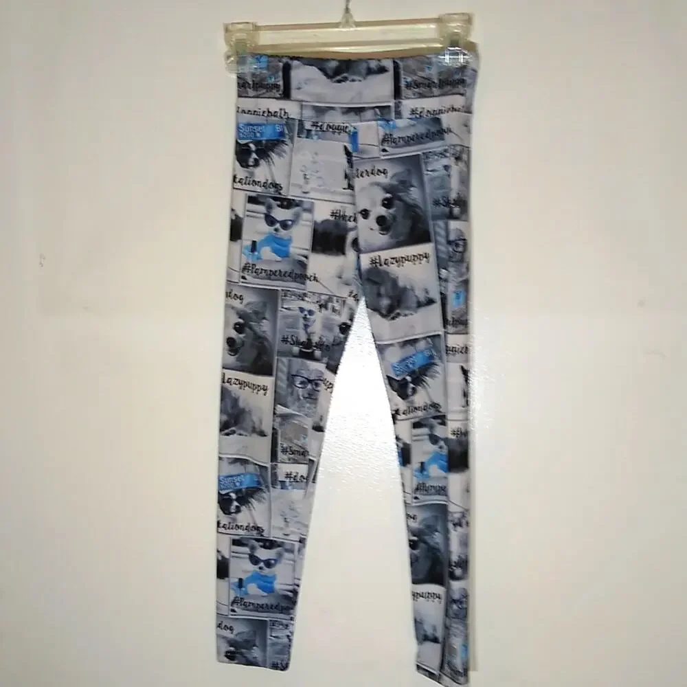 Justice Girls  Puppy Leggings Full Length Elastic Waist Size 12
