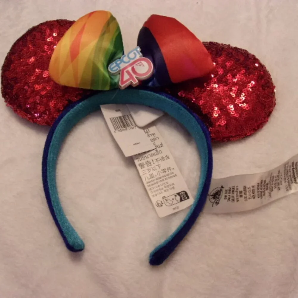 Disney Minnie Ear Headband - EPCOT 40th Anniversary Sequin New