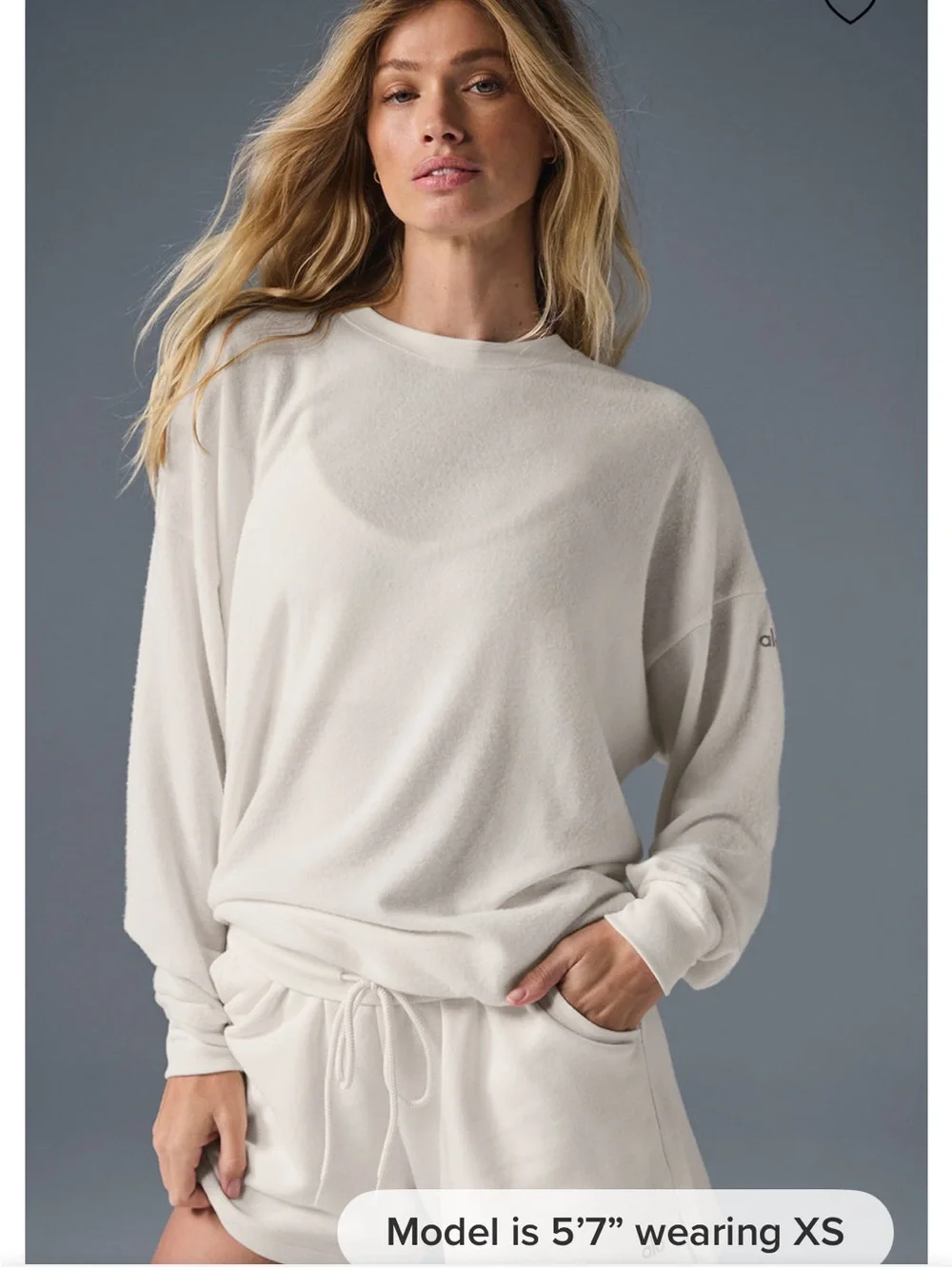 ALO Yoga Cream Crewneck Pullover Sweater Top