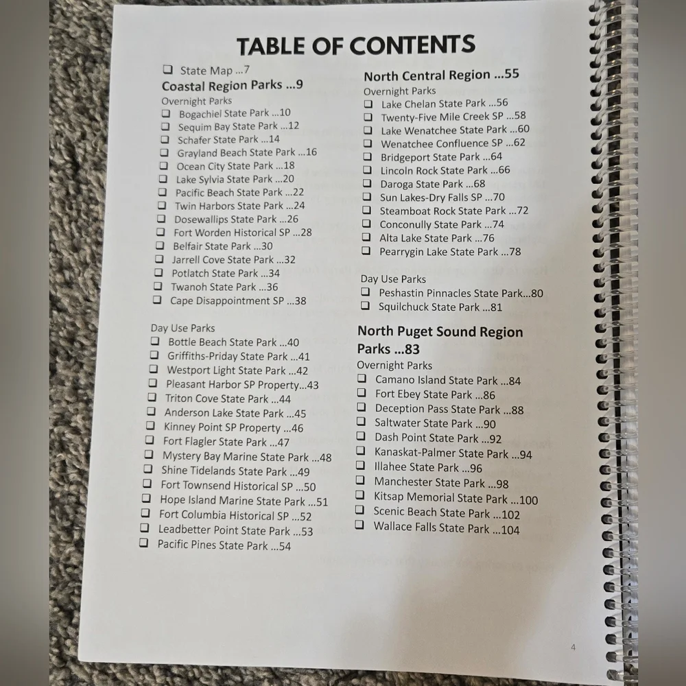 Washington State Parks Bucket Journal, Explore 140 Parks Record Memories