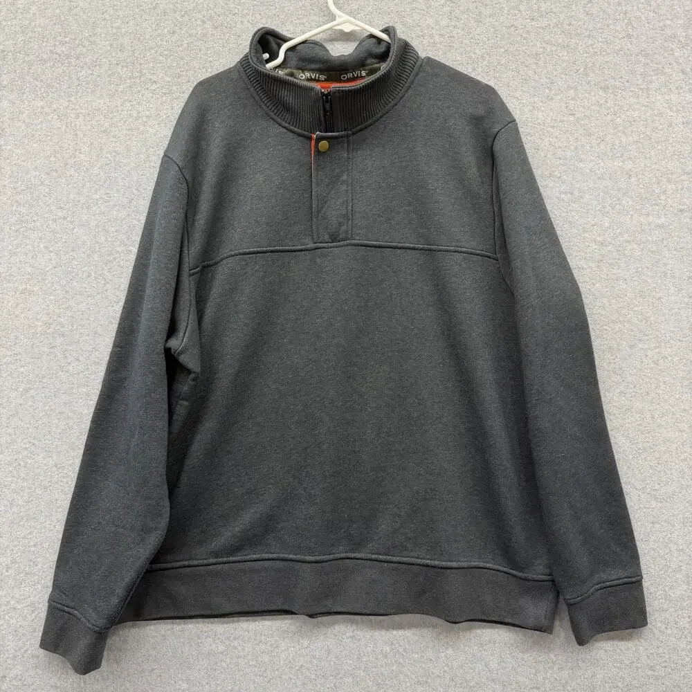 Orvis 1/4 Quarter Zip Sweater Mens XXL Fleece Lined Pullover 2XL  Classic