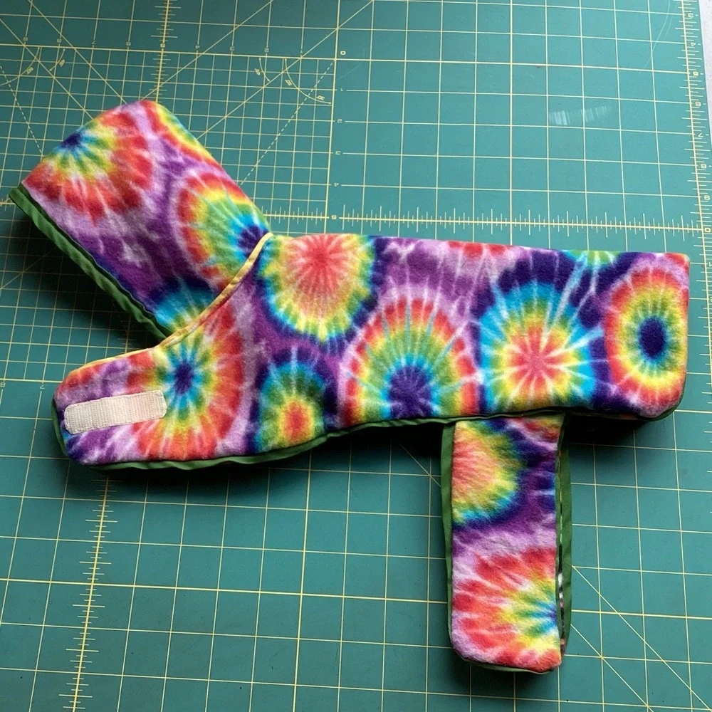 New Handcrafted Reversible Small Dog Fleece Hoodie Tie Dye Hippie Boho Gifts