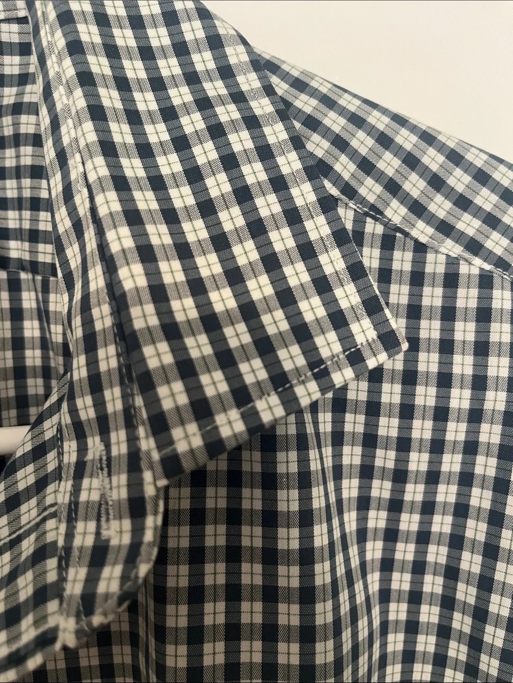 J. Crew Men's Navy and White Gingham Dress Shirt