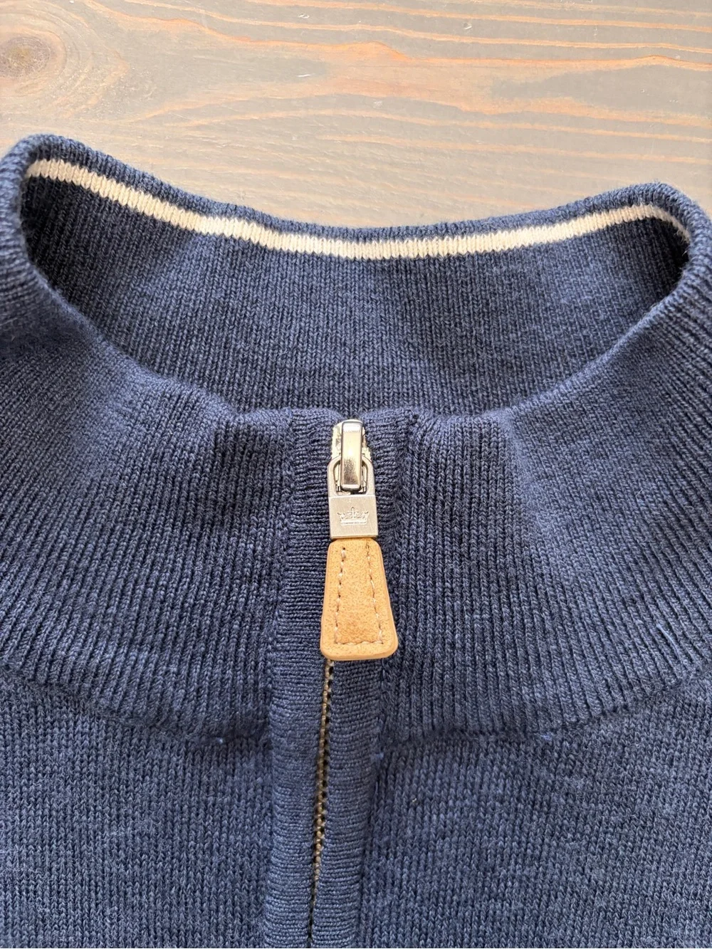 Peter Millard Navy Quarter-Zip Sweater with Contrast Trim - 1895 Logo XL