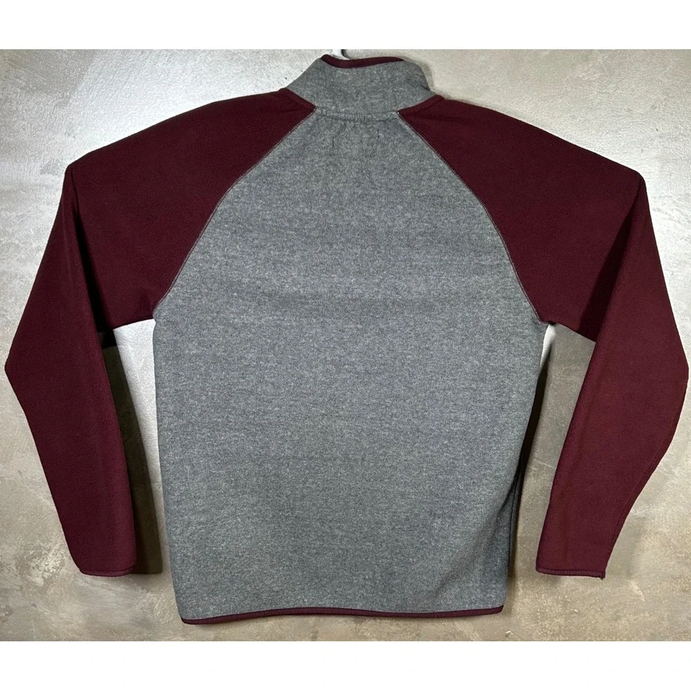 Aeropostale Men's Pullover Quarter Zip Fleece Sweater‎ Gray Maroon Medium