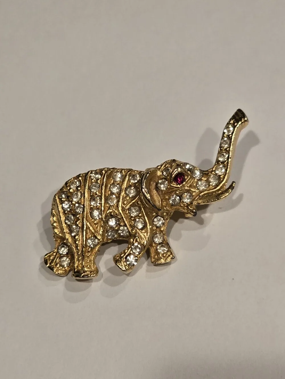 BSK Branded Vintage Rhinestone Elephant Brooch