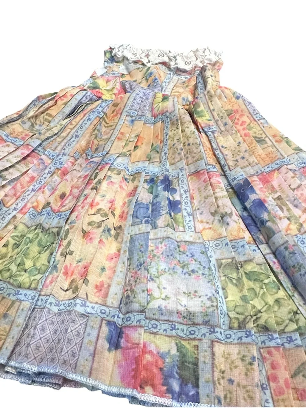 Blueberi Boulevard Girls 2T Patchwork Floral Lace Collar Dress