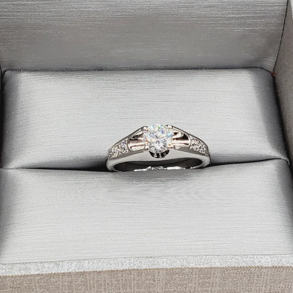 Round Brilliant Cut Simulated Diamond Silver Tone Ring