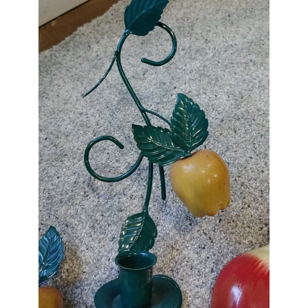 Vintage Apple Shaped Decor Ceramic Wall Clock  Sconces Grannycore Cottage Core