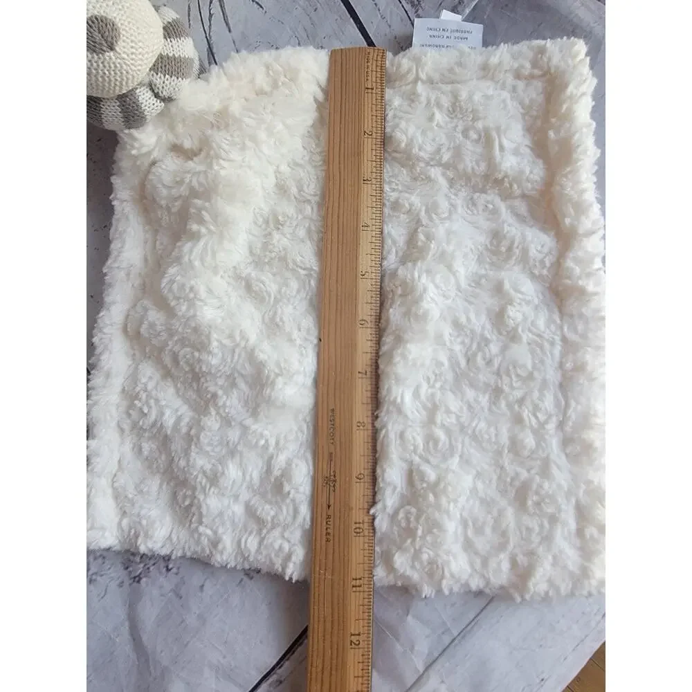Restoration Hardware Baby & Child Beige Stripe Plush Bear Security Blanket Lovey