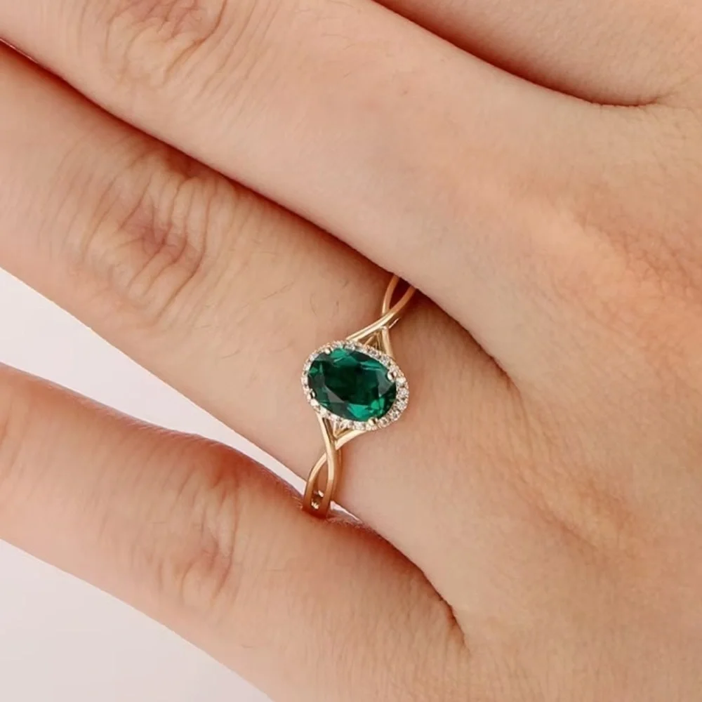 Gold and Emerald Gemstone Ring - NEW - SIZE 6, 7, 8, or 9 Available