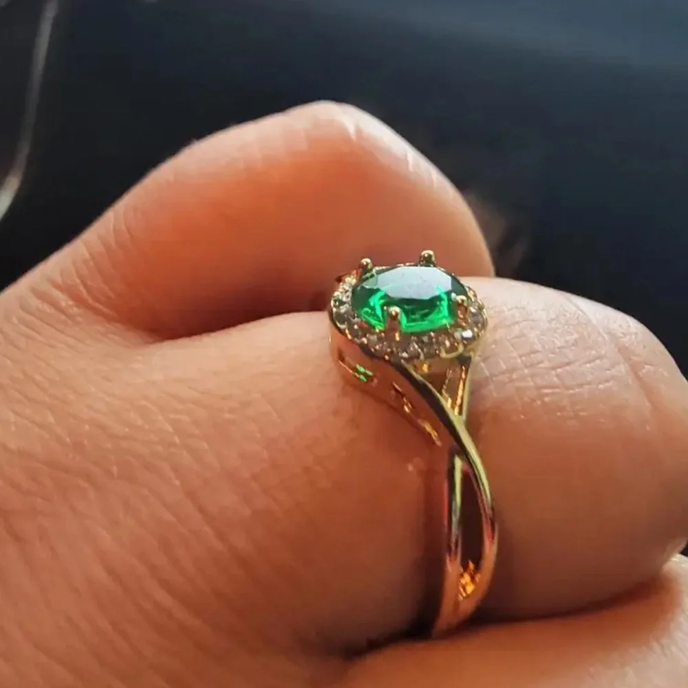 Gold and Emerald Gemstone Ring - NEW - SIZE 6, 7, 8, or 9 Available