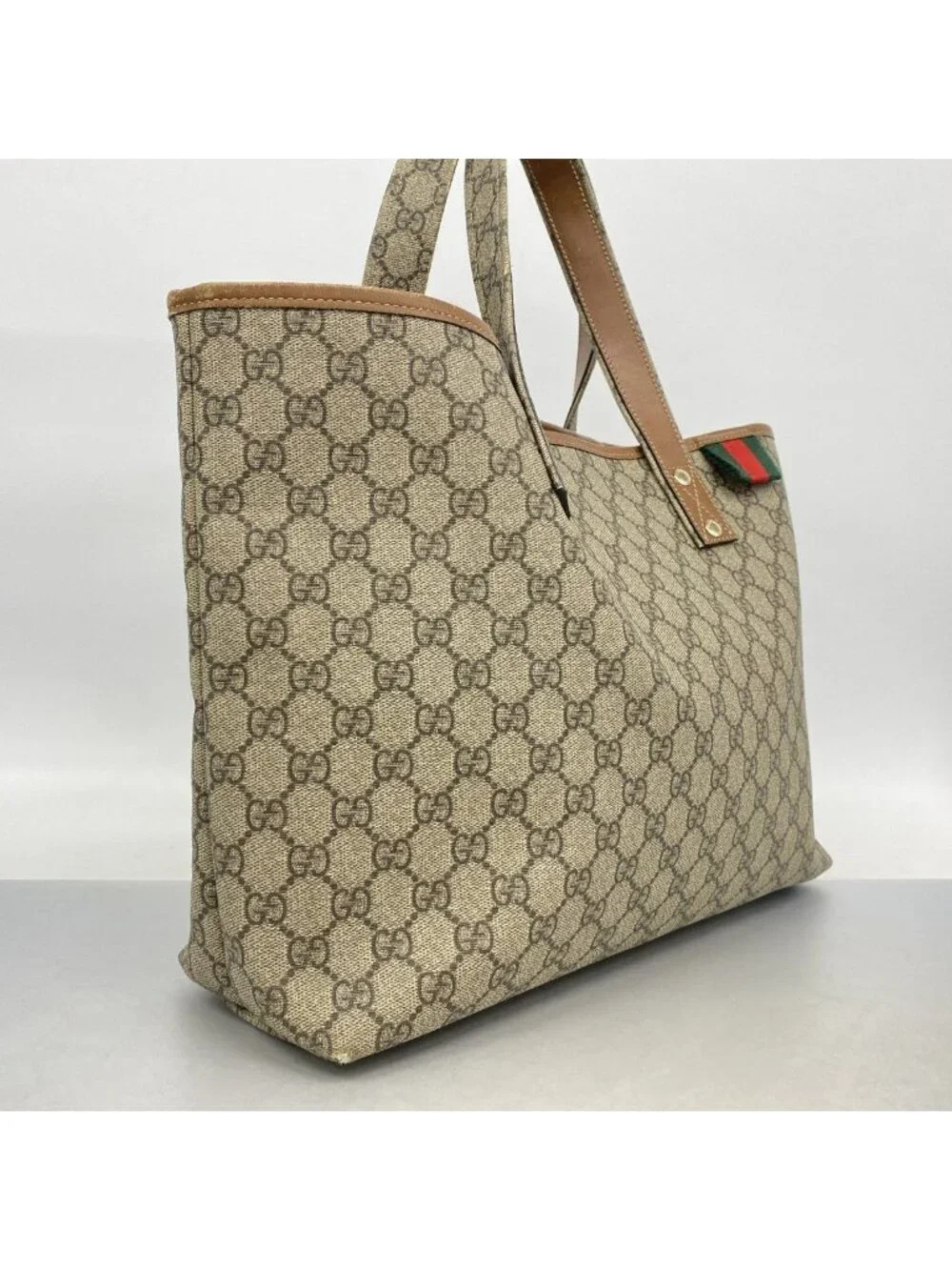 Gucci Tote GG Supreme Beige Brown Champagne Gold