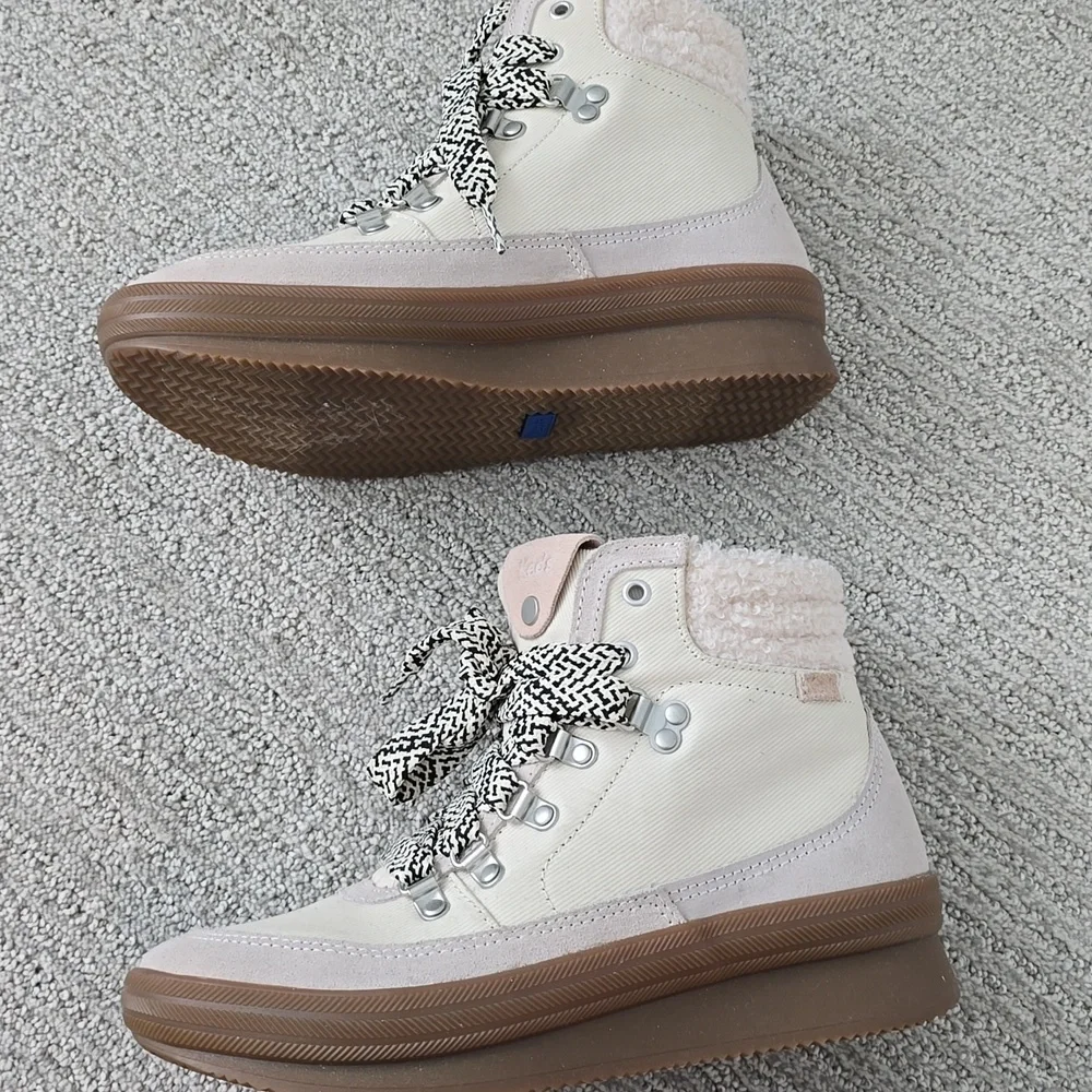 NWOT Keds Luxe Leather w/ Faux Shearling and Thinsulate Midland Wedge Msrp $130