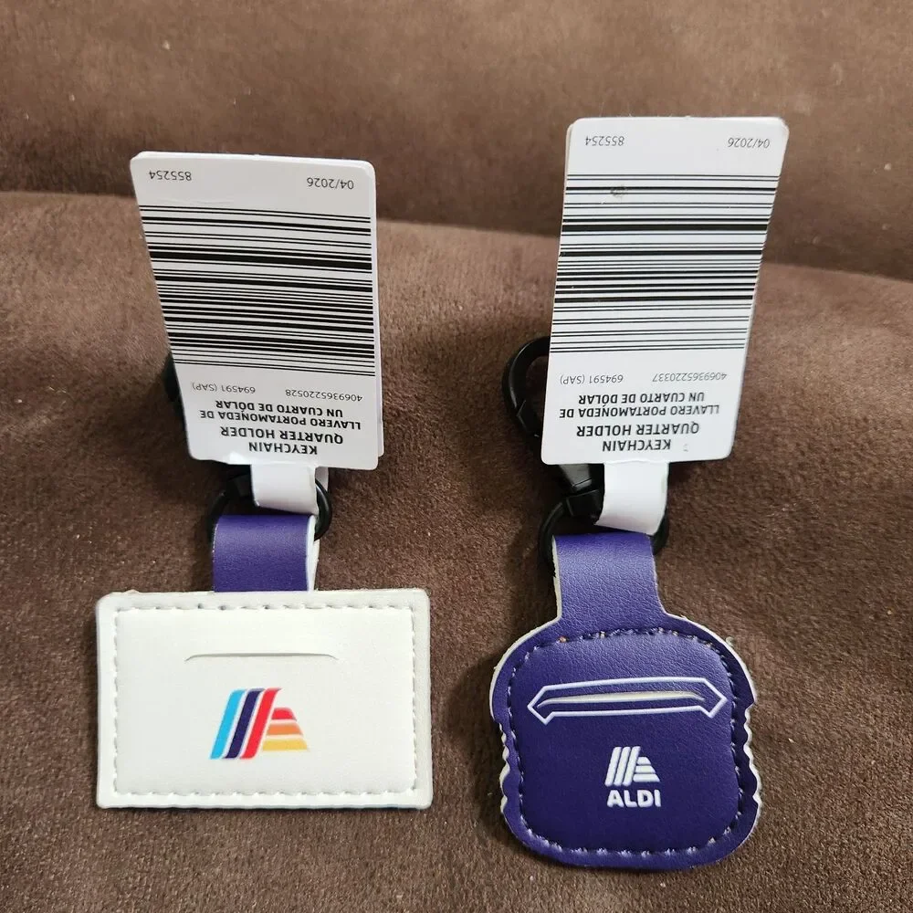2 New Aldi Keychain Quarter Holder Keeper Clip Cassette Tape  & Cheesesburger