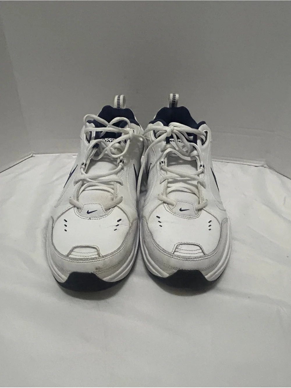 Nike Monarch Men's White Navy Low-Top Sneakers Size 13 Walking Shoes