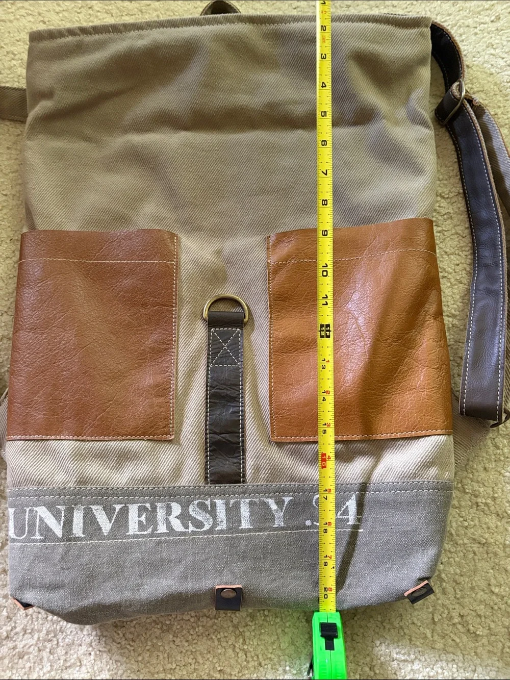 New Clea Ray University 34 Canvas & Brown Leather Roll-Top Backpack