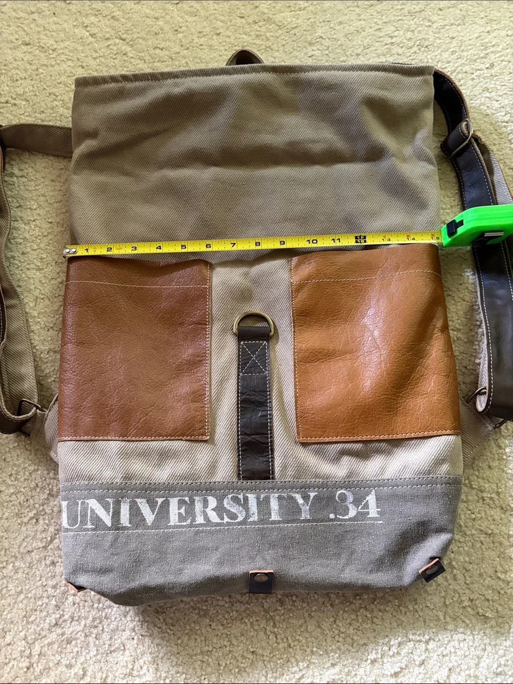 New Clea Ray University 34 Canvas & Brown Leather Roll-Top Backpack