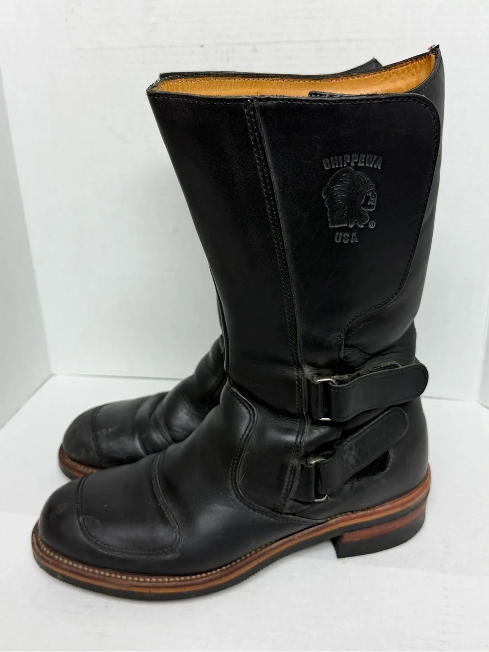 Chippewa 27862 Black Leather Odessa Rally Motorcycle Biker Boots Mens 10 1/2 D