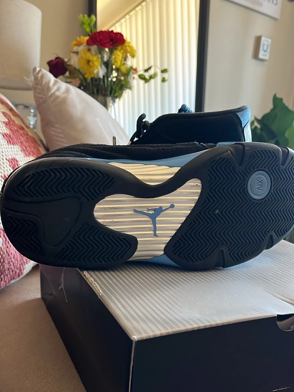 Jordan Air Jordan 14 Retro Black with Light Blue Accents