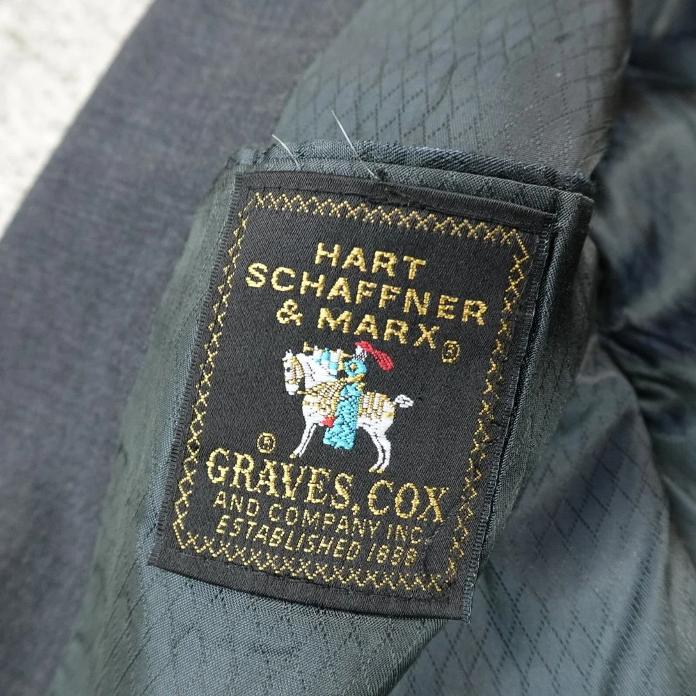 VINTAGE Hart Schaffner Marx Jacket Mens 40R Gray Button Blazer‎ Wool Sport Coat