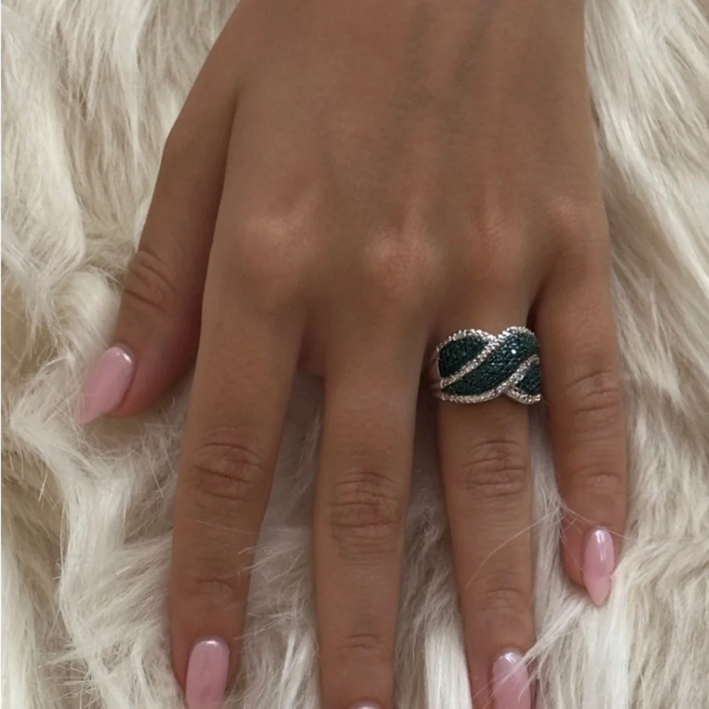 925 Sterling Silver feel pave ring